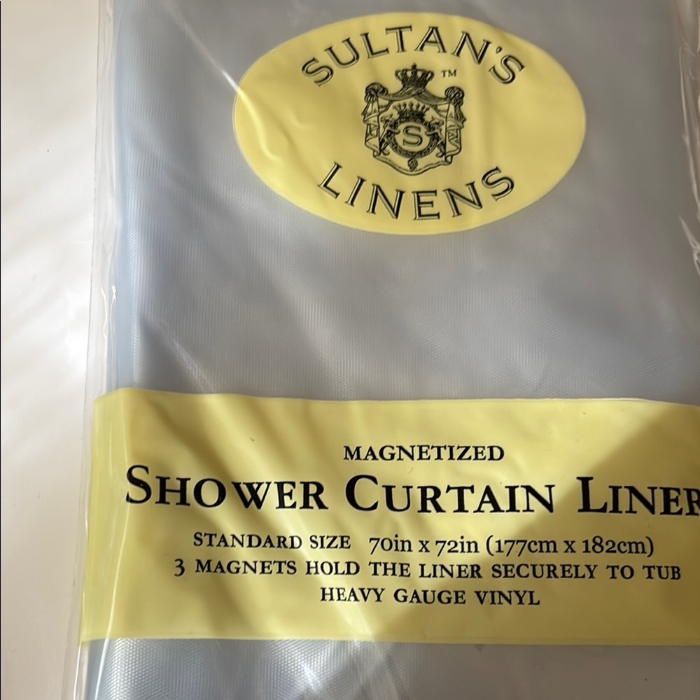 Sultan's Linens Magnetized Shower Curtain Liner clear new 70” x 72” 3 magnets